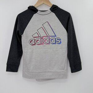 Adidas Girls' Fleece Pullover‎ Rainbow Logo Hoodie Size Medium 10-12 Everyday